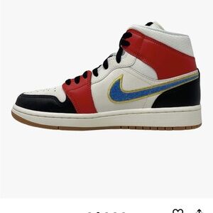 NWT: brand new in box Nike Jordan 1 Mid Let (Her) Man in Sail, Chili Red & Black